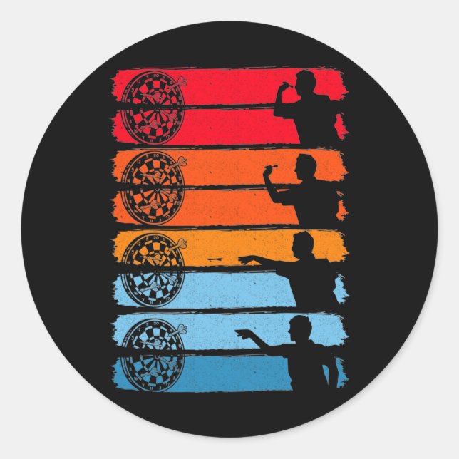 Retro Dart Throwing Dartboard Bullseye Darts Classic Round Sticker (Front)