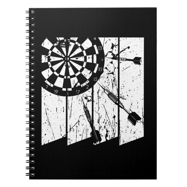 Retro Dartboard Darts 180 Men Dart Player Notebook (Front)
