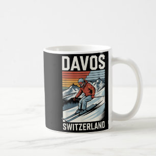 Retro Davos Switzerland Ski Resort, Alpine Skiing Coffee Mug