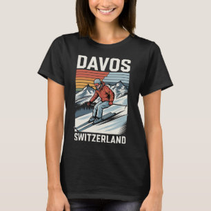 Retro Davos Switzerland Ski Resort T-Shirt