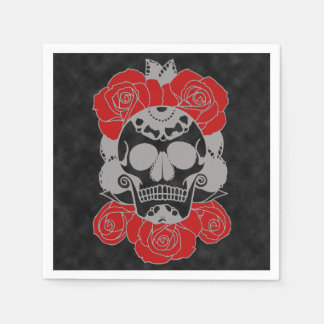 Retro Day of the Dead Grunge Sugar Skull Napkin