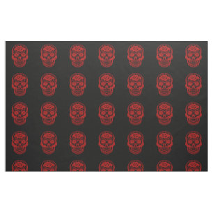 Retro Day of the Dead Sugar Skull Fabric
