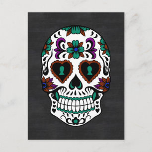 Retro Day of the Dead Sugar Skull Postcard