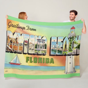 Retro Daytona Beach Throw Blanket