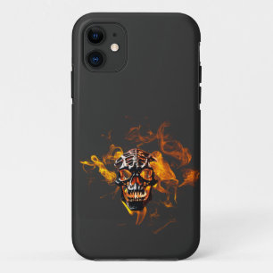 Retro Dead Burning skeleton Skull in Fire  iPhone 11 Case