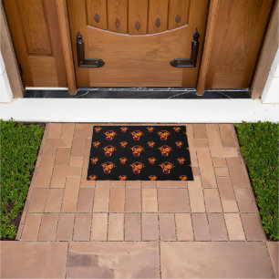Retro Dead Burning skeleton Skull in Fire Doormat
