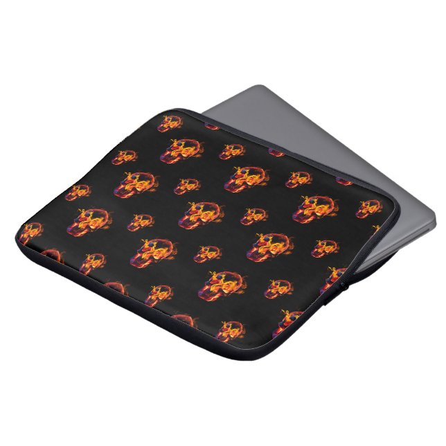  Retro Dead Burning skeleton Skull in Fire  Laptop Sleeve (Front Top)