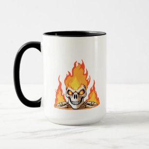 Retro Dead Burning skeleton Skull in Fire  Mug