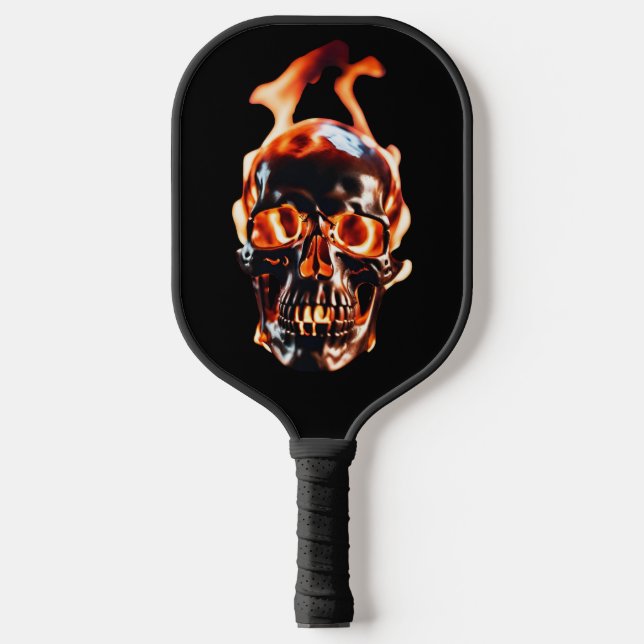 Retro Dead Burning skeleton Skull in Fire  Pickleball Paddle (Front)