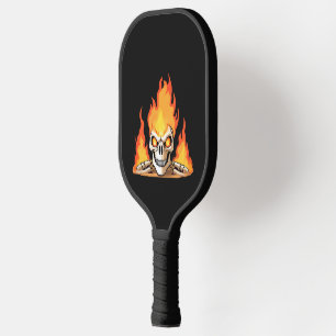 Retro Dead Burning skeleton Skull in Fire Pickleball Paddle