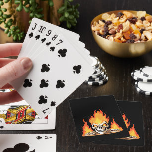 Retro Dead Burning skeleton Skull in Fire Playing Cards