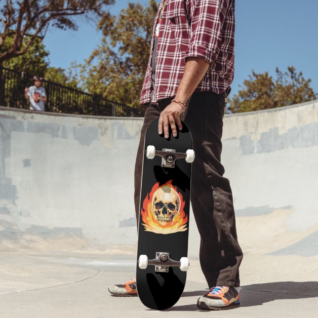Retro Dead Burning skeleton Skull in Fire  Skateboard (Outdoor 2)