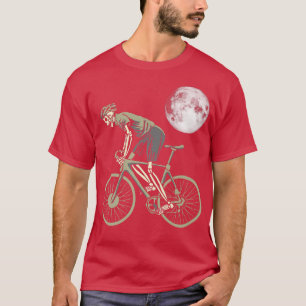 Retro Dead Cyclist Skeleton Road Bike & Full Moon T-Shirt