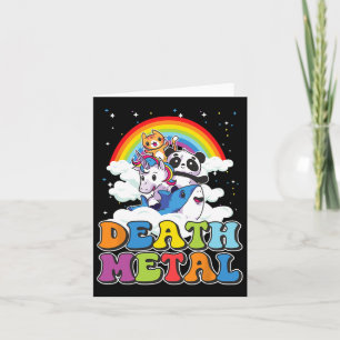 Retro Death Metal Cat Rainbow Unicorn Funny Heavy  Card