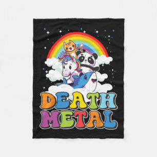 Retro Death Metal Cat Rainbow Unicorn Funny Heavy Fleece Blanket