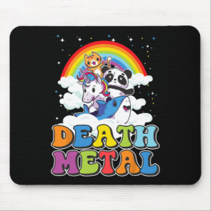 Retro Death Metal Cat Rainbow Unicorn Funny Heavy Mouse Mat