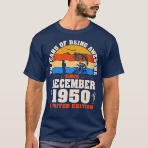 Retro December 1950 72 Year Old Fishing Lover 72nd T-Shirt