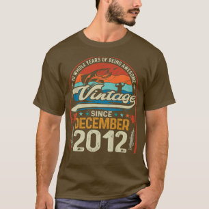 Retro December 2012 10 Year Old Fishing Lover 10th T-Shirt