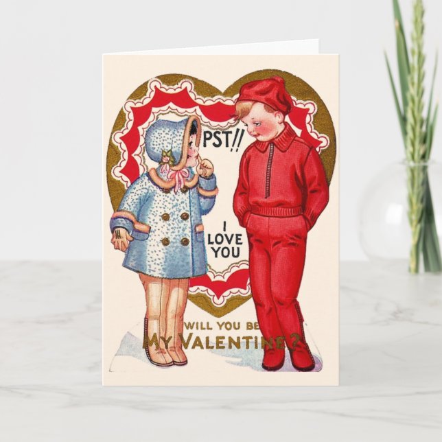 Retro Declaration Of Love Valentine's Day Card (Front)