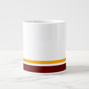Retro Deep Red Yellow Rim Racing Stripes On White Large Coffee Mug