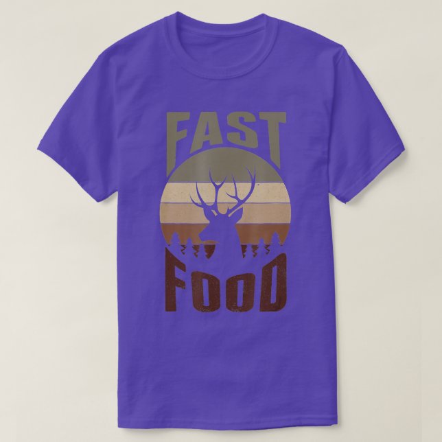 Retro Deer Hunting Fast FoodFunny Gift For Hunter T-Shirt (Design Front)