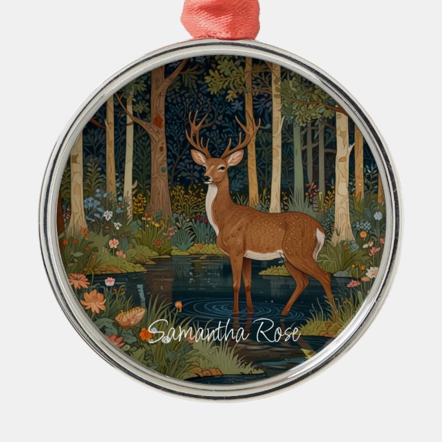 Retro deer woodland forest metal tree decoration (Front)