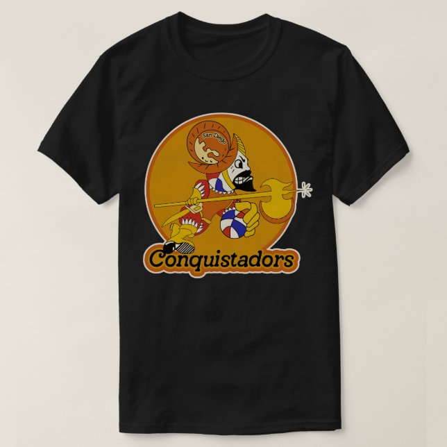 Retro Defunct San Diego Conquistadors Basketball T-Shirt (Design Front)