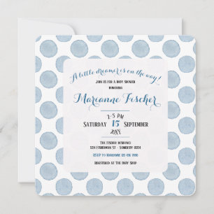 Retro Delft Blue Polka Dots Baby Shower Invitation