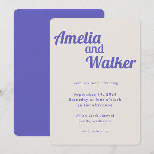 Retro Delight Perfect Purple Wedding Invitation
