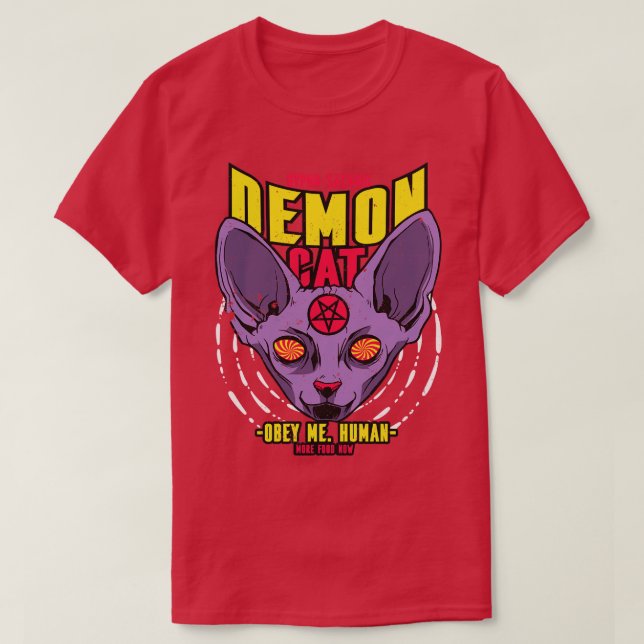 Retro Demon Sphynx Cat T-Shirt (Design Front)