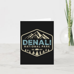 Retro Denali National Park Mountains Nature Vintag Card