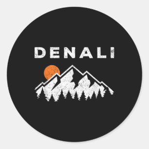 Retro Denali National Park Mountains Vintage Alask Classic Round Sticker
