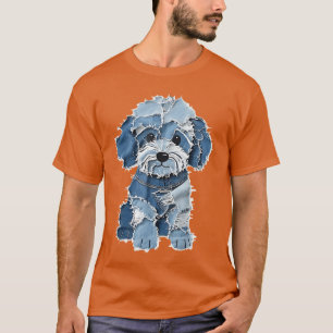 Retro Denim Dog Patch Funny Shabby Blue Jean Puppy T-Shirt