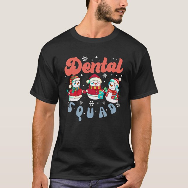 Retro Dental Squad Funny Teeth Santa Claus Merry C T-Shirt (Front)