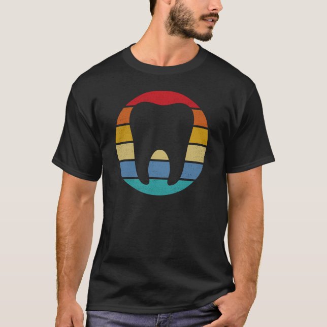 Retro Dentist Hygienist Gifts Dental Molar Tooth T-Shirt (Front)