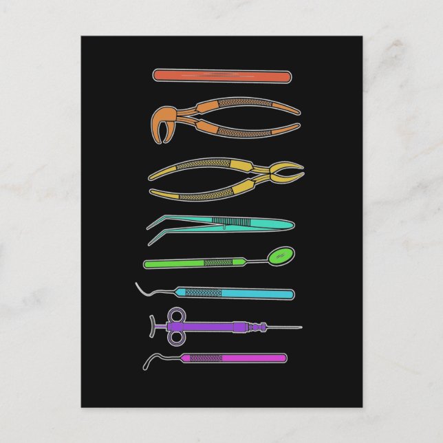 Retro Dentist Tools Dental Assistant Dental Postcard (Front)