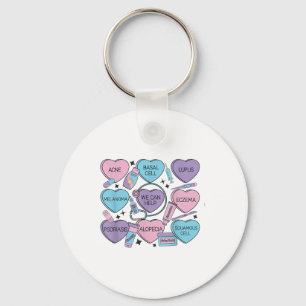 Retro Dermatology Valentines Day Heart Candy Derma Key Ring