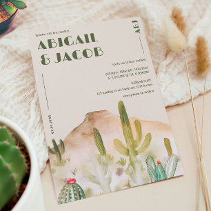 Retro Desert Cactus Arizona Destination Wedding Invitation