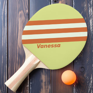 Retro Desert Cactus Stripes with Name Ping Pong Paddle