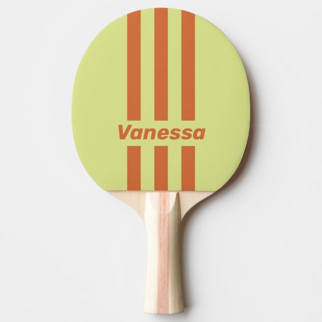 Retro Desert Cactus Three Pin Stripes with Name Ping Pong Paddle (Front)