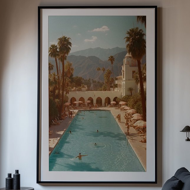 Retro Desert Oasis: Palm Springs Poolside Bliss Poster (Creator Uploaded)
