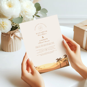 Retro Desert Sunset Wedding Invitation