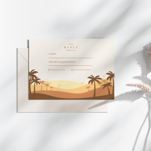 Retro Desert Sunset Wedding RSVP Card (Creator Uploaded)
