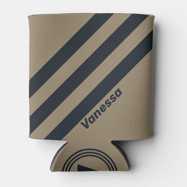 Retro Desert Three Stripes with Name Can Cooler (Front)