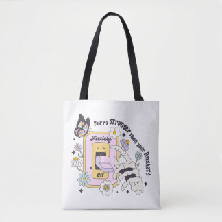 Retro Design Anxiety Positivity  Tote Bag