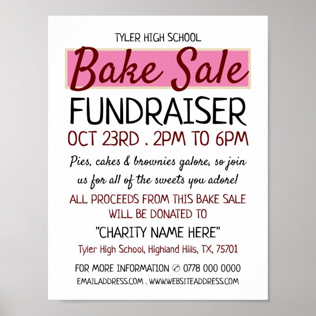 Retro Design, Charity Bake Sale Event Advertising Poster (Front)