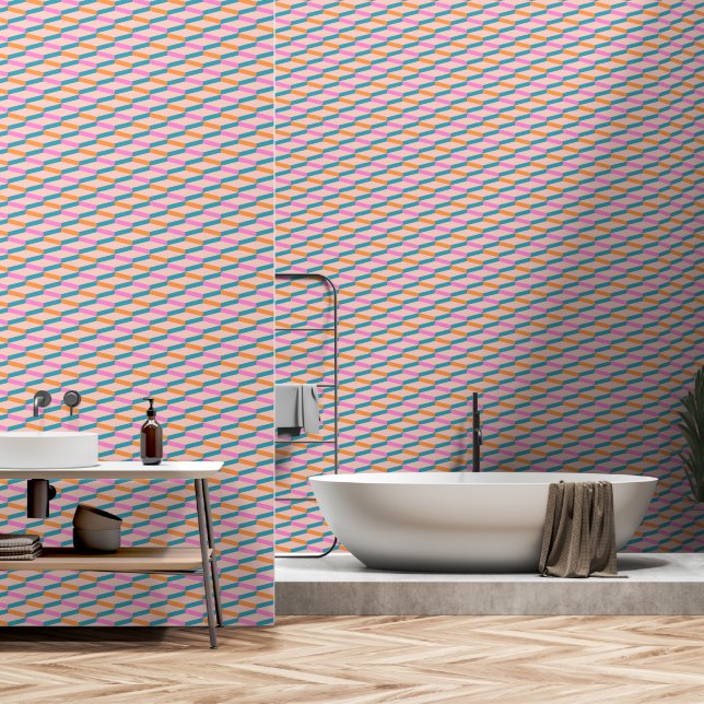 Retro design in mid-century style. wallpaper (Bathroom)