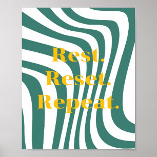 Retro design, Rest. Reset. Repeat. Poster