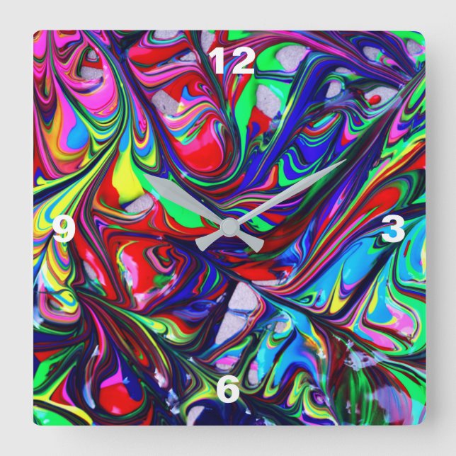 Retro design square wall clock (Front)