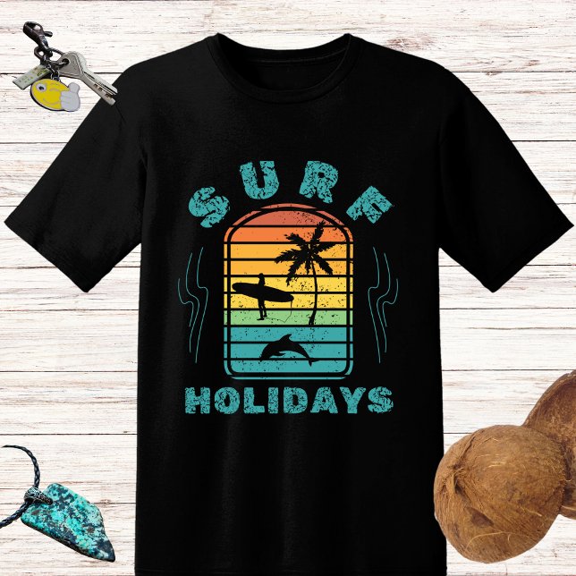 Retro design "Surf Holidays" with surfer and palm T-Shirt (Creator Uploaded)